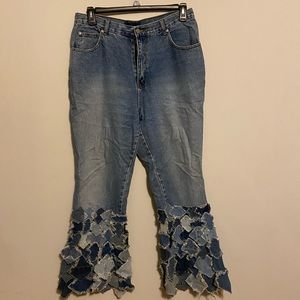 Avaloo handcrafted jeans. Size L XL wearable art